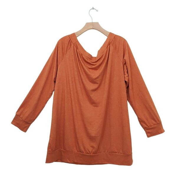 Halife Top Blouse Womens XXL Scoop Neck Dolman Sleeve Lightweight Rust Casual - Picture 4 of 12